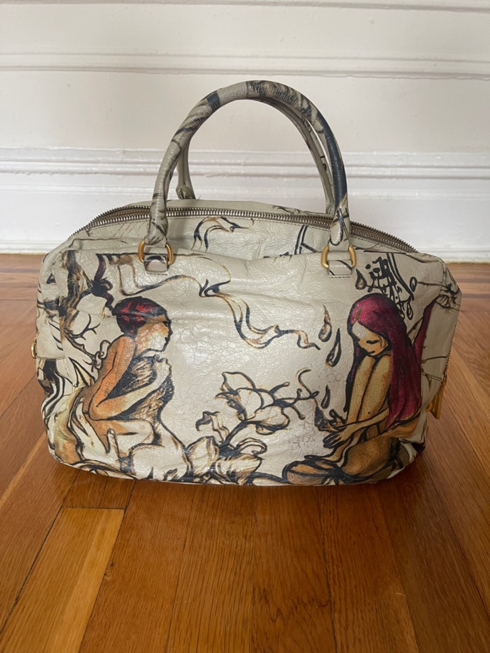 Prada Fairy Bag 2008 James Jean Print Cervo Lux Satchel Rare Collectible - Picture 5 of 11